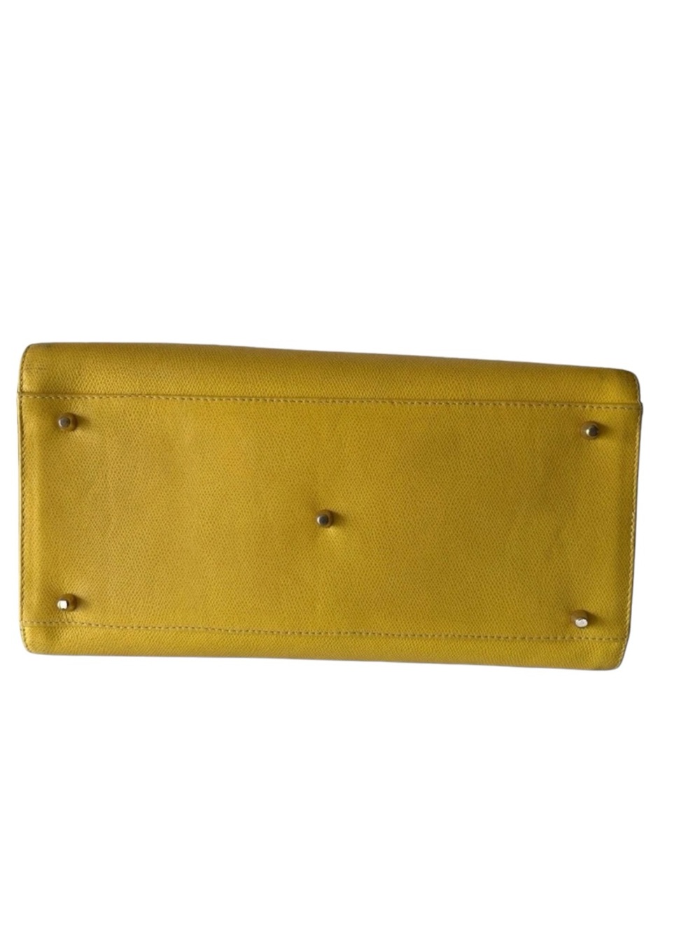 Vintage Bally Mustard Yellow White Leather Structured Satchel Handbag - Picture 3 of 10